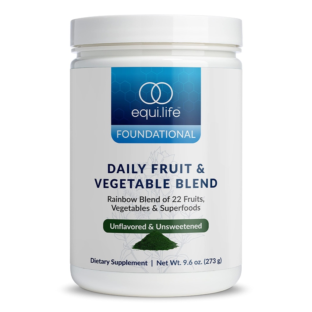 Equilife Mistura diária de frutas e vegetais, Superalimento Suplemento antioxidante com 22 frutas e vegetais orgânicos, sem sabor, Vitamina C, Fibra, 9 aminoácidos essenciais, Suporta energia, 30 Servings Tub