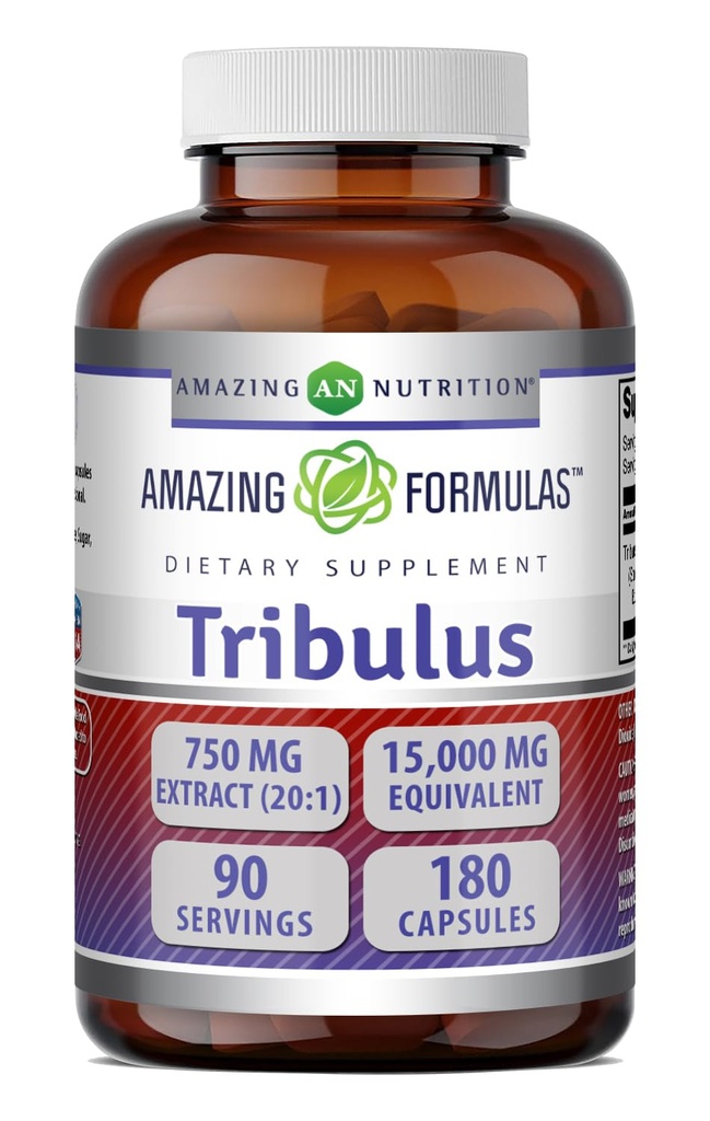Fórmulas surpreendentes Tribulus 750 Mg Extract 20:1Suplemento 15000 Mg Equivalente 180 Cápsulas