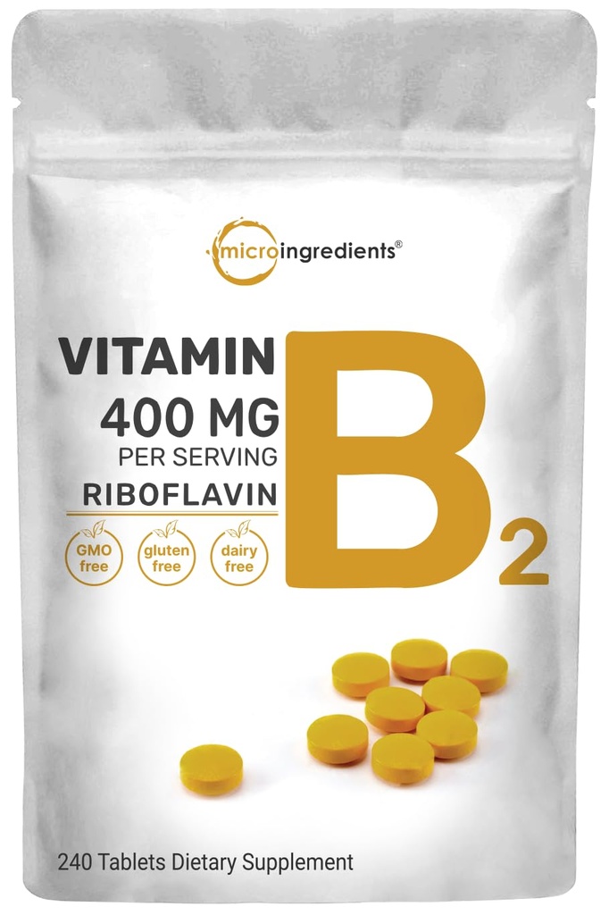 Micro Ingredientes Riboflavina Vitamina B2, 400mg por serviço, 240 Mini Comprimidos
