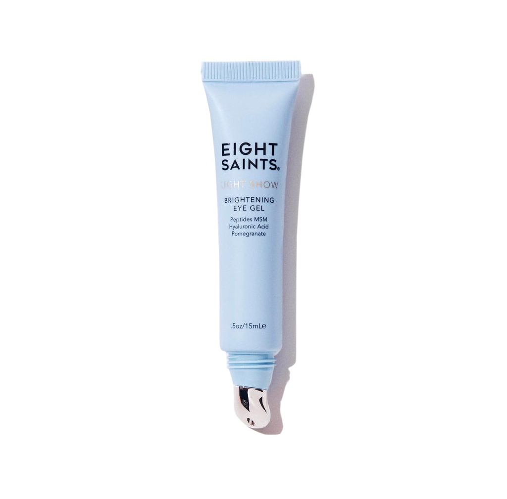 Oito Saints Light Show Brightening Eye Gel, Natural and Organic Anti Aging Cooling Eye Gel para reduzir a fraqueza, rugas e acalma sob a pele do olho, 0,5 Onces