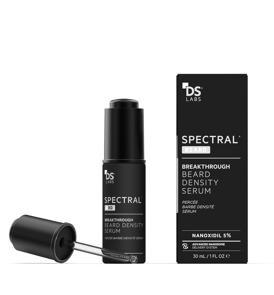 DS Labs Spectral.BRD Beard Conditioning Serum, 30mL - Suporta mais espesso, mais completo, Looking Facial Hair, Com Nanoxidil, Biotina, Niacinamida, Óleo de rícino e Ácido Hialurônico, Não-gordo, Paraben Free