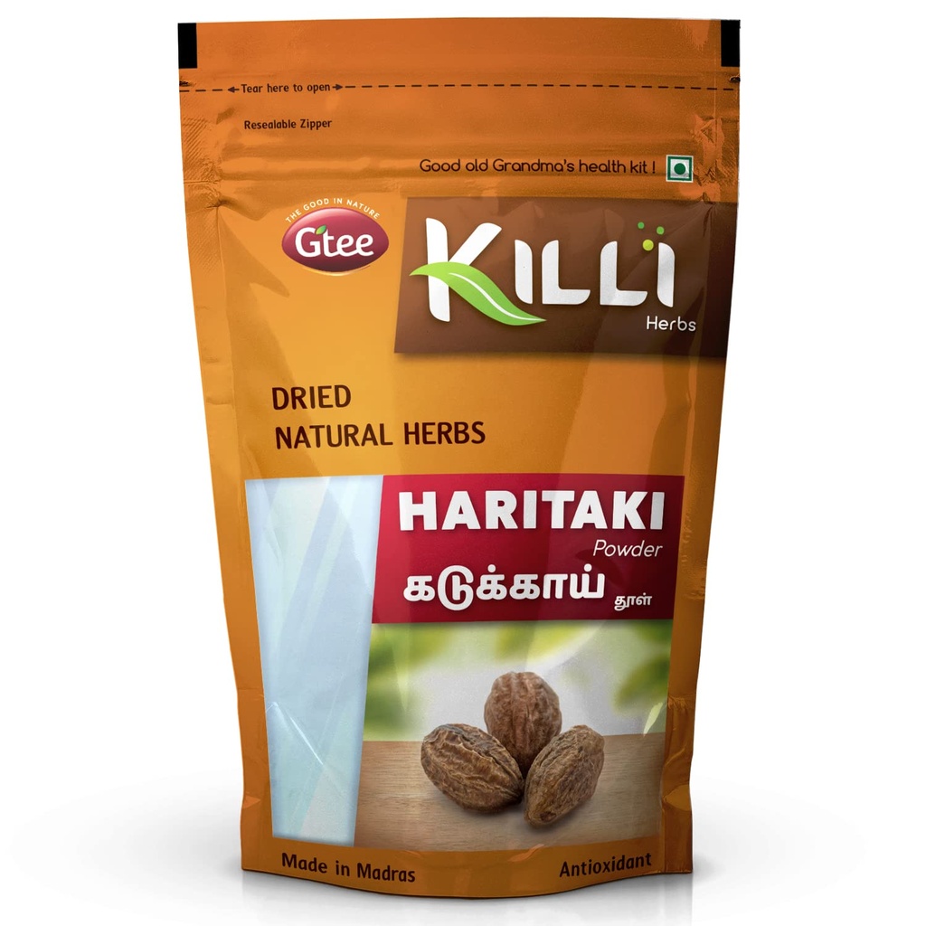 KILLI Haritaki □ Kadukkai □ Myrobalan □ Karakkaya □ Terminalia chebula □ Harad Powder, 100g