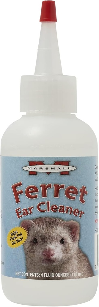 Solução de limpeza do ouvido Marshall Ferret – 4 oz – Fórmula suave para remover sujeira e cera – contém Eucalyptol para apoiar tecido saudável do ouvido – sem esfregaços necessários