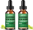 (2 Pack) Slippery Elm Bark Liquid Drops, Puro extrato orgânico Slippery Elm 1000mg para a saúde do intestino digestivo, Liquid Slippery Elm Tincture Herbal Supplement, Vegan, Alcohol Free, Não-GMO, Gluten Free