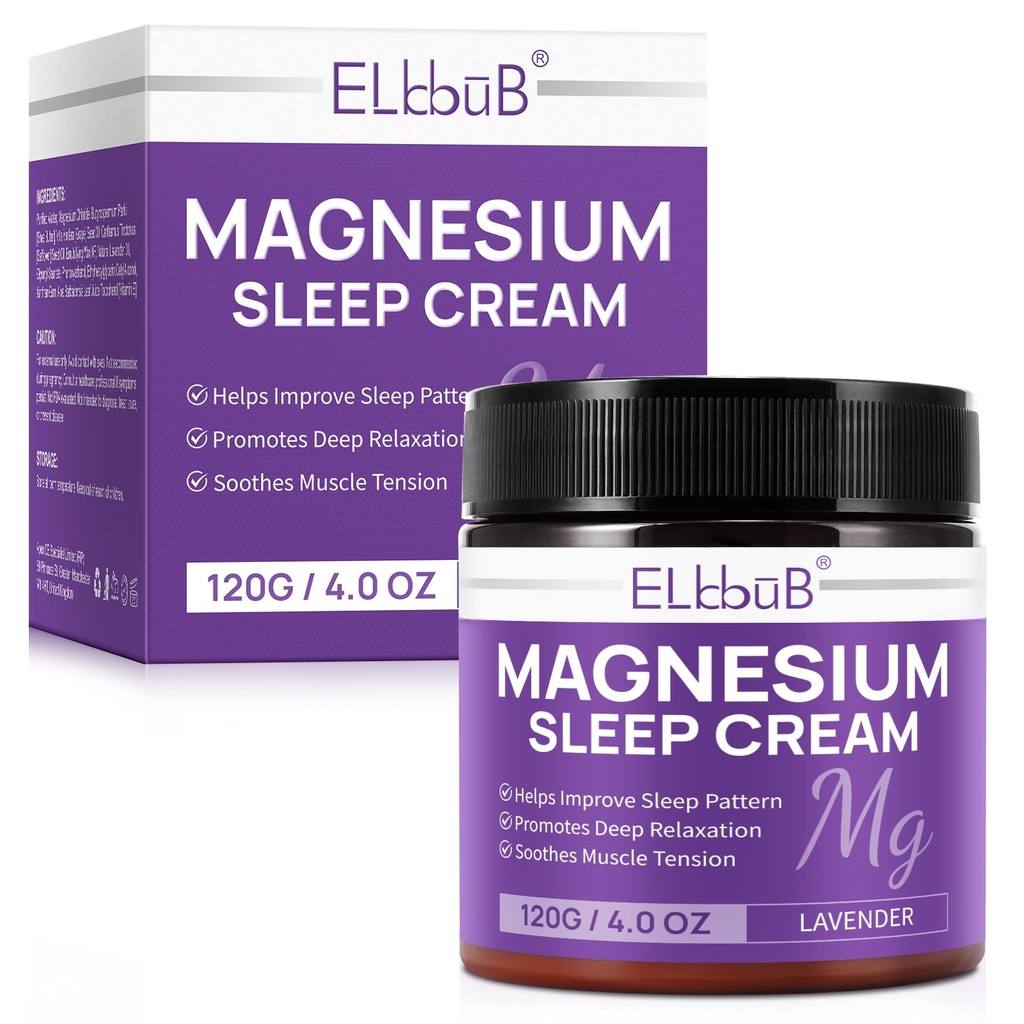 Creme de magnésio para dormir - Enriquecido com óleo de amêndoa, lavanda e vitamina E para relaxamento profundo - Loção de magnésio natural para nutrição da pele e absorção rápida - Lavanda