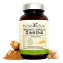 Ervas Raízes Panax Ginseng Orgânico Coreano Ginseng Raiz de Pó , 1000mg , Alto Ginsenosídeos para Energia e Desempenho , 60 Cápsulas Vegan