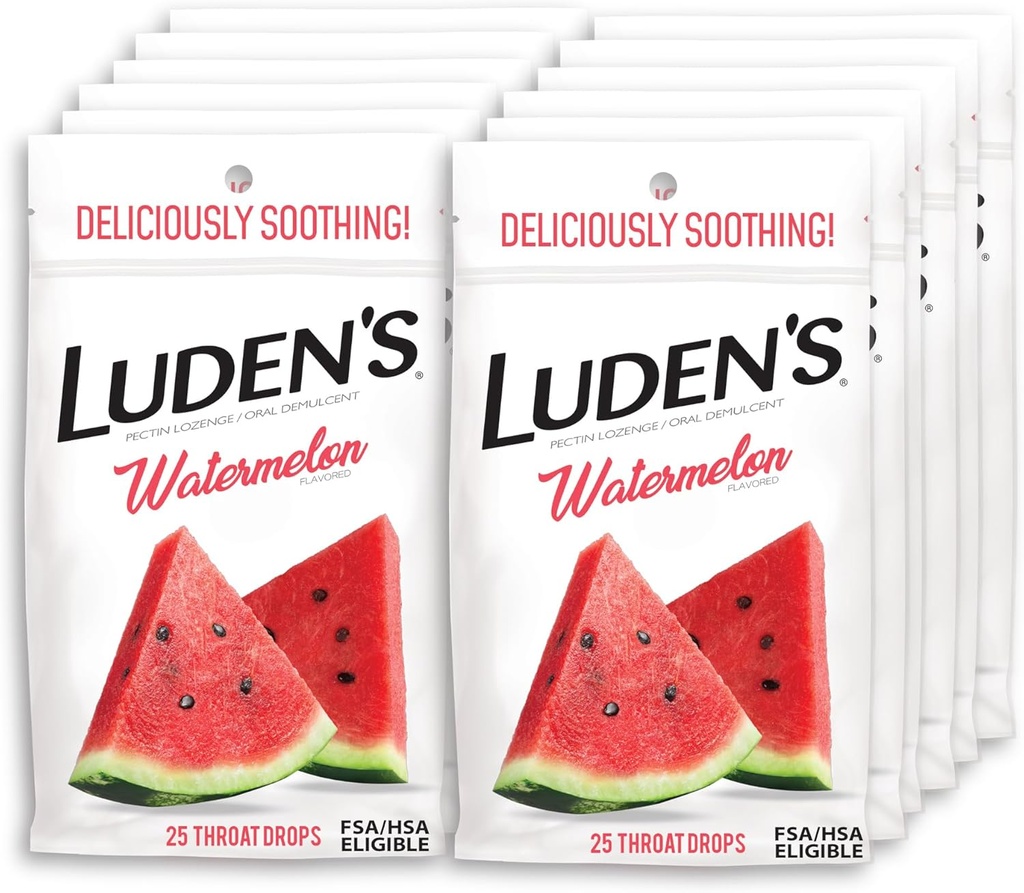 Gotas de Garganta de Melancia de Ludens, Alivio da Garganta Dolorida, 25 Count (Pacote de 12)