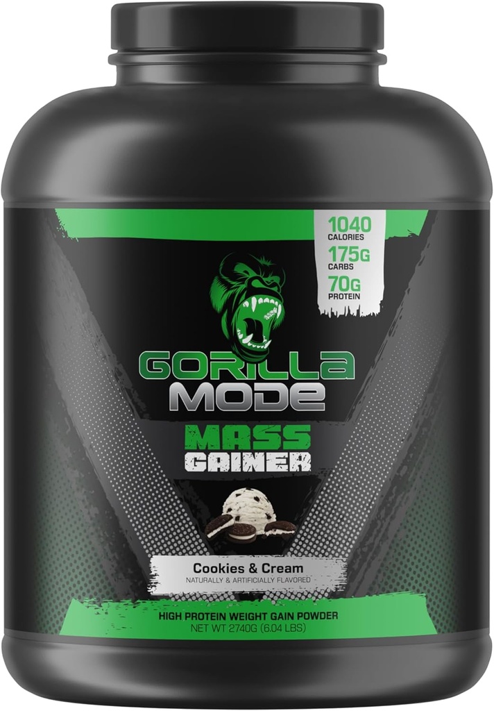 Gainer da massa da mente do gorila (Cookies & Cream) – 70g de proteína            .