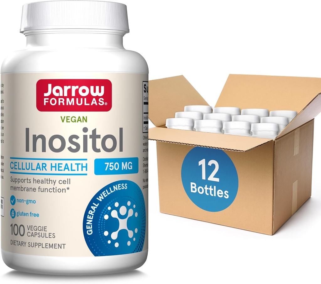 Jarrow Fórmulas Inositol 750 mg, Suplemento dietético, Suporte ao Fígado para Saúde Celular e Bem-Estar Geral, 100 Cápsulas Veggie, até uma fonte de 100 dias (Pacote OF12)