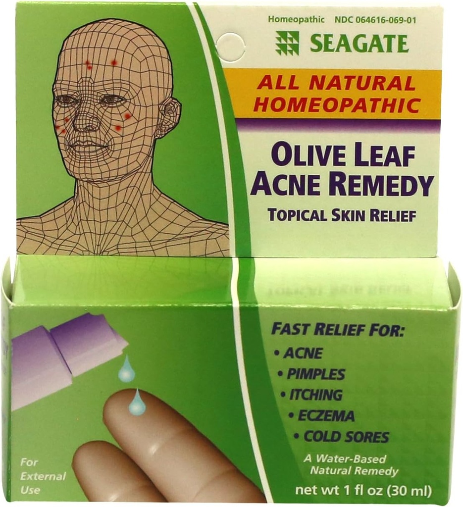 Seagate Produtos Homeopático Folha de Oliva Natural Acne Remedy (Pacote de 2) 1 Onça
