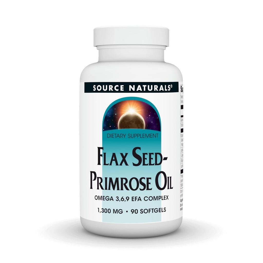 Fonte Naturals Flax Seed-Primrose Oil, Omega 3,6,9 EFA Complex, 1300mg - 90 Softgels