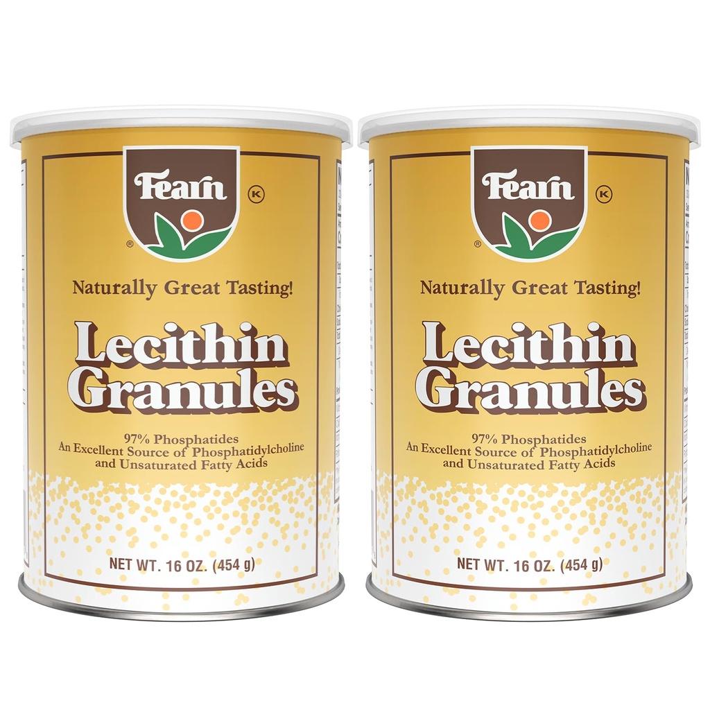 Fearn Natural Foods Soja Lecithin Granules – Emulsificante de gordura com nutrientes essenciais para a saúde, melhora a textura de bolos, pães e chicletes DIY, 16 Oz (Pack of 2)
