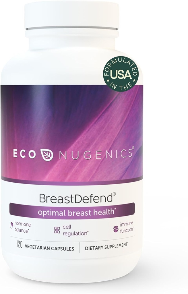 EcoNugenics BreastDefend DIM Supplement to Support Optimal Breast Health for Women, Estrogen Hormone Balance, Imune Support – Curcumin Turmérica, Reishi & Turkey Tail Mushrooms – 120 Cápsulas