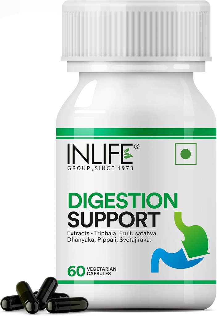 INLIFE Digestion Support Supplement □ Triphala, Satahva, Dhanyaka, Pippali, Svetajiraka