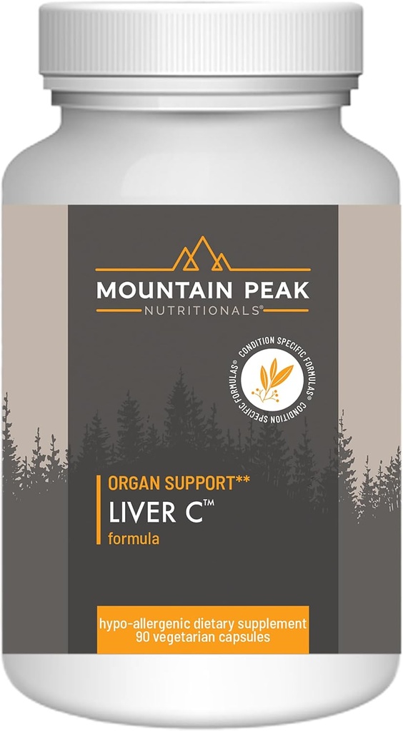 Mountain Peak Nutritionals Fígado C - Suplemento de órgão ajuda a manter saudável função do fígado e produção de energia - w/Siliphos® & cogumelos - Suplemento dietético hipoalergênico (90 Cápsulas vegetarianas)