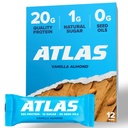 Atlas Protein Bar, 20g Proteína, 1g Açúcar, Ingredientes Limpos, Sem Glúten, Amêndoa de Baunilha (12 Count, Pack of 1)