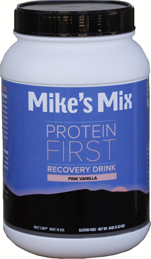 Mike's Mix Protein Primeiro Recuperação Bebida Vanilla 4 lbs-Pink, produto de comida real, simples e natural ...
