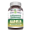 Formulas surpreendentes Echinacea com Goldenseal Supplement (ou 450 Mg) Cápsulas Veggie (ou não-GMO) Gluten Free (ou sem glúten) Made in USA (1 Pack, 250 Count)
