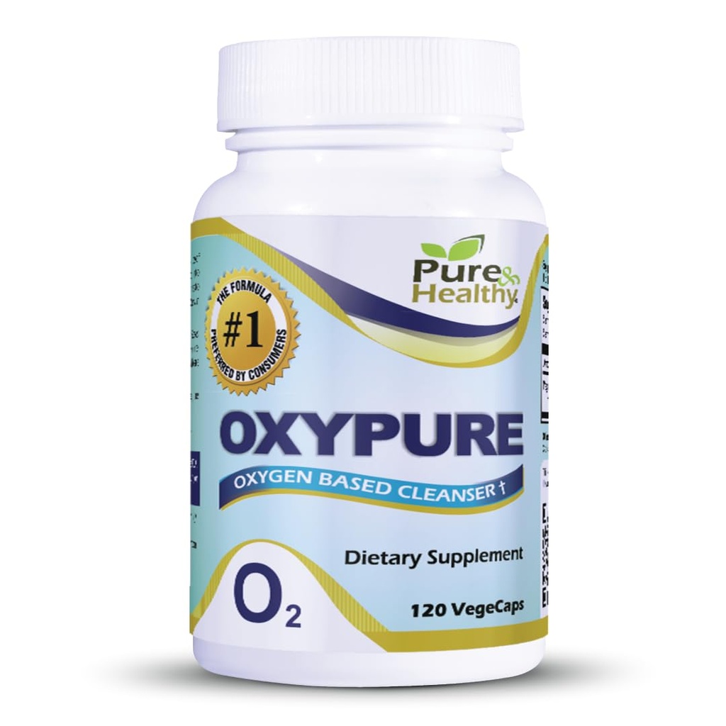 Puro e saudável Oxipuro Óxido de Magnésio Colon Cleanser com Bicarbonato de sódio Veggie Cápsulas 120 Contagem