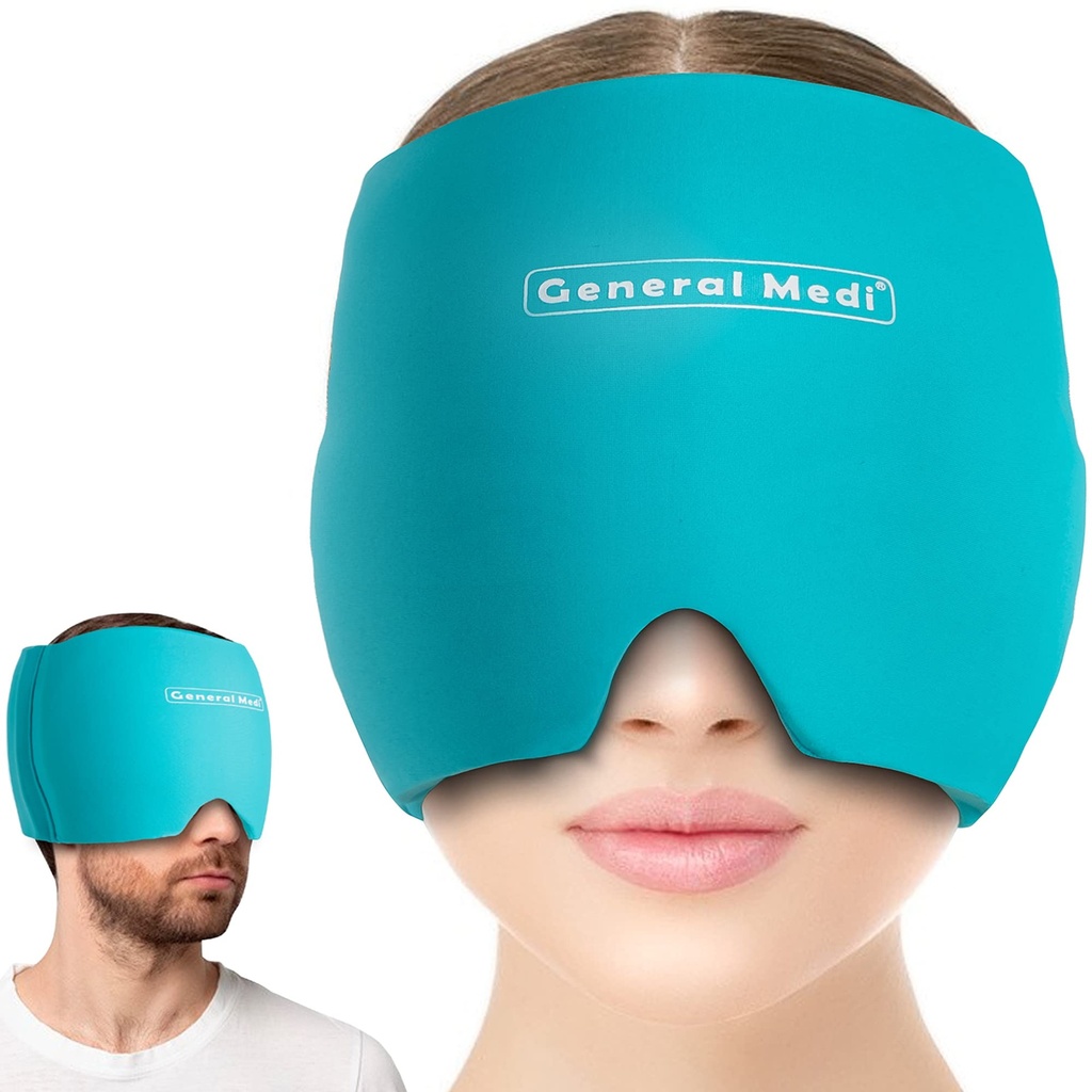 Geral Medi Cefaleia & Enxaqueca de Envoltório de Gelo Migraine, Cold Therapy Migraine Relief Hat, Cefaleia Ice Hat Cold Compress, Ótimo para Puffy Eyes, Tensão, Sinus & Stress Alief (azul)