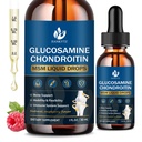 (2 Pack) Glucosamina Condroitina MSM gotas líquidas, alta absorção, antioxidante, imune, suporte ósseo, MSM Suplemento para homens e mulheres, Vegan, sem açúcar, Framboesa sabor, 1 Fl Oz