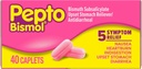 Pepto Bismol Caplets para Náusea, Azia, Indigestão, Estômago Perturbado e Diarréia, 5 Símptomos de alívio rápido em uma forma conveniente, 40 ct