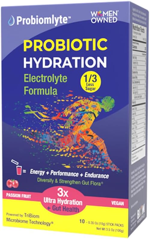 Amplificador de Hidratação Probiomlyte Probiótico. Eletrólitos + Vitaminas-chave + Probióticos + Prebióticos + Postbióticos + Citrulina