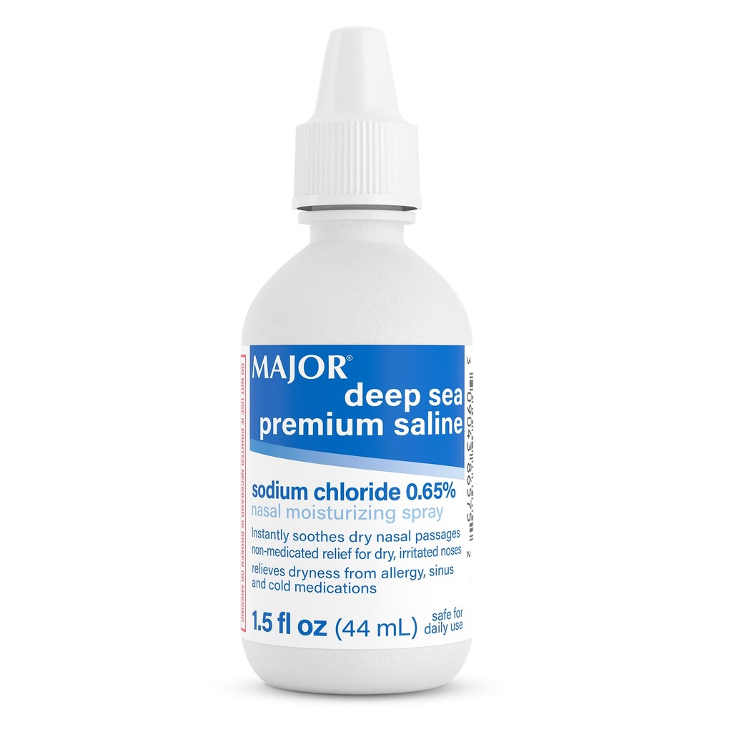 MAJOR Deep Sea Premium Saline - Pulverizador hidratante nasal para a secura e alívio de irritação - Cloreto de sódio 0,65% - 1,5 Fl. Oz (1 pacote)