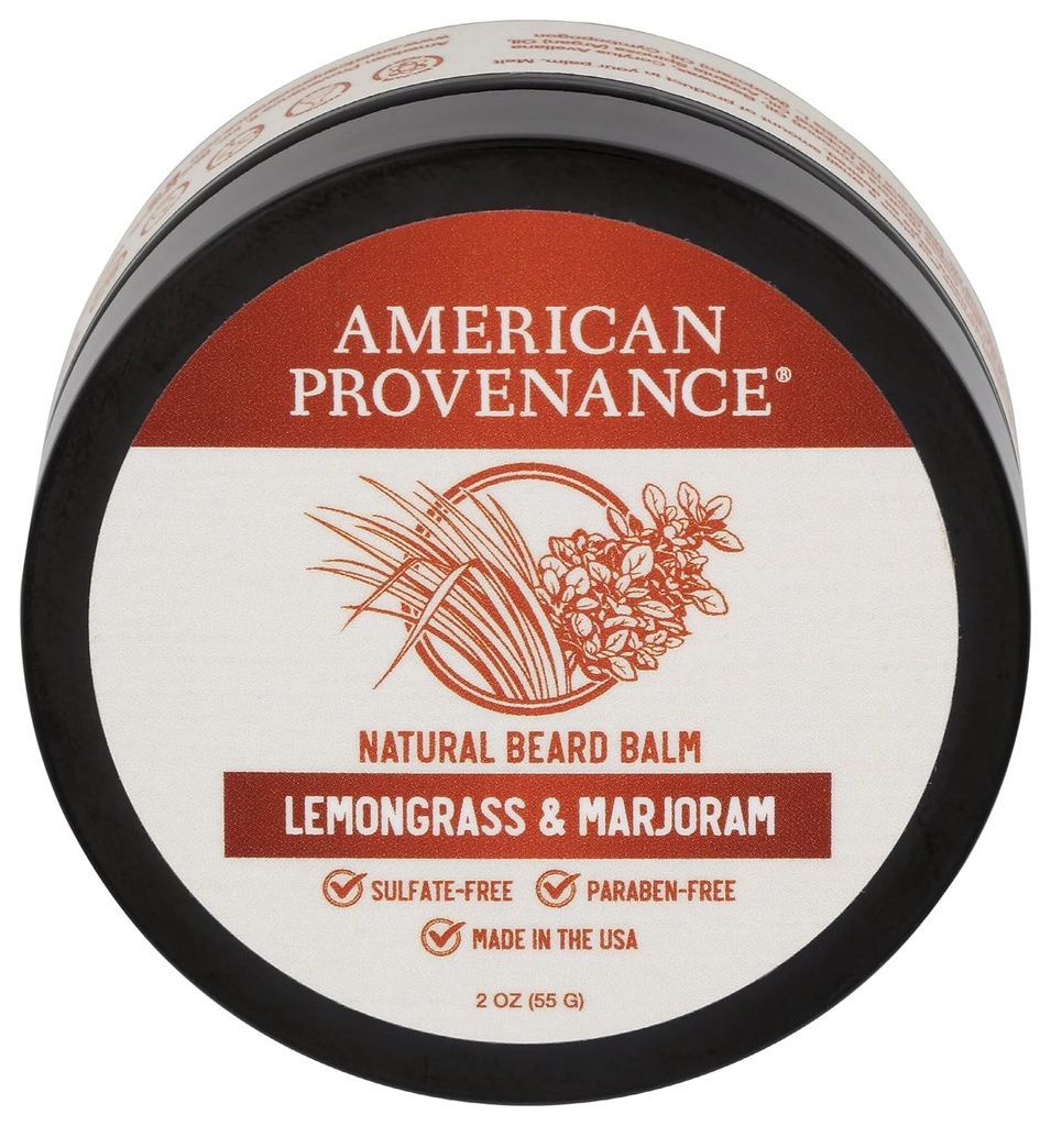 American Provenance Premium Barba Natural e Balsa de Bigode para homens com Manteiga de Karité, Óleo de Jojoba, Óleo de Argan - Balsa de Argan que Condições, Hidrata e Strenthens Barba e Bigodes de Qualquer Comprimento