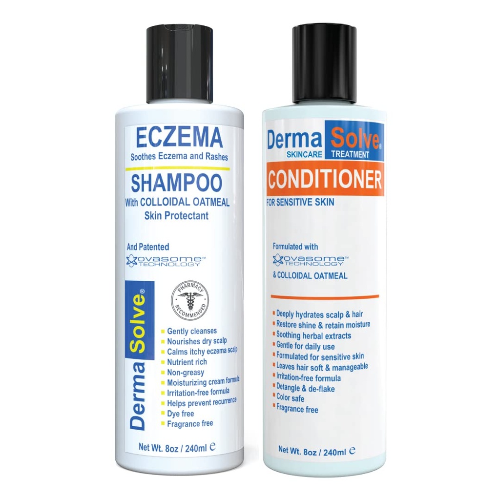 Eczema Shampoo & Conditioner (Combo Pack) - Flare Control Scalp & Flake Relief Therapy que protege, hidrata e repara a pele por DermaSolve - Crianças & Adultos - Esteróide Livre