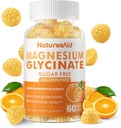 Gummies de glicinato de magnésio 1000mg - Suplemento de potássio de magnésio sem açúcar com vitamina D, B6, CoQ10 para calma humor e suporte ao sono - 60 chicletes laranja - 1 pacote