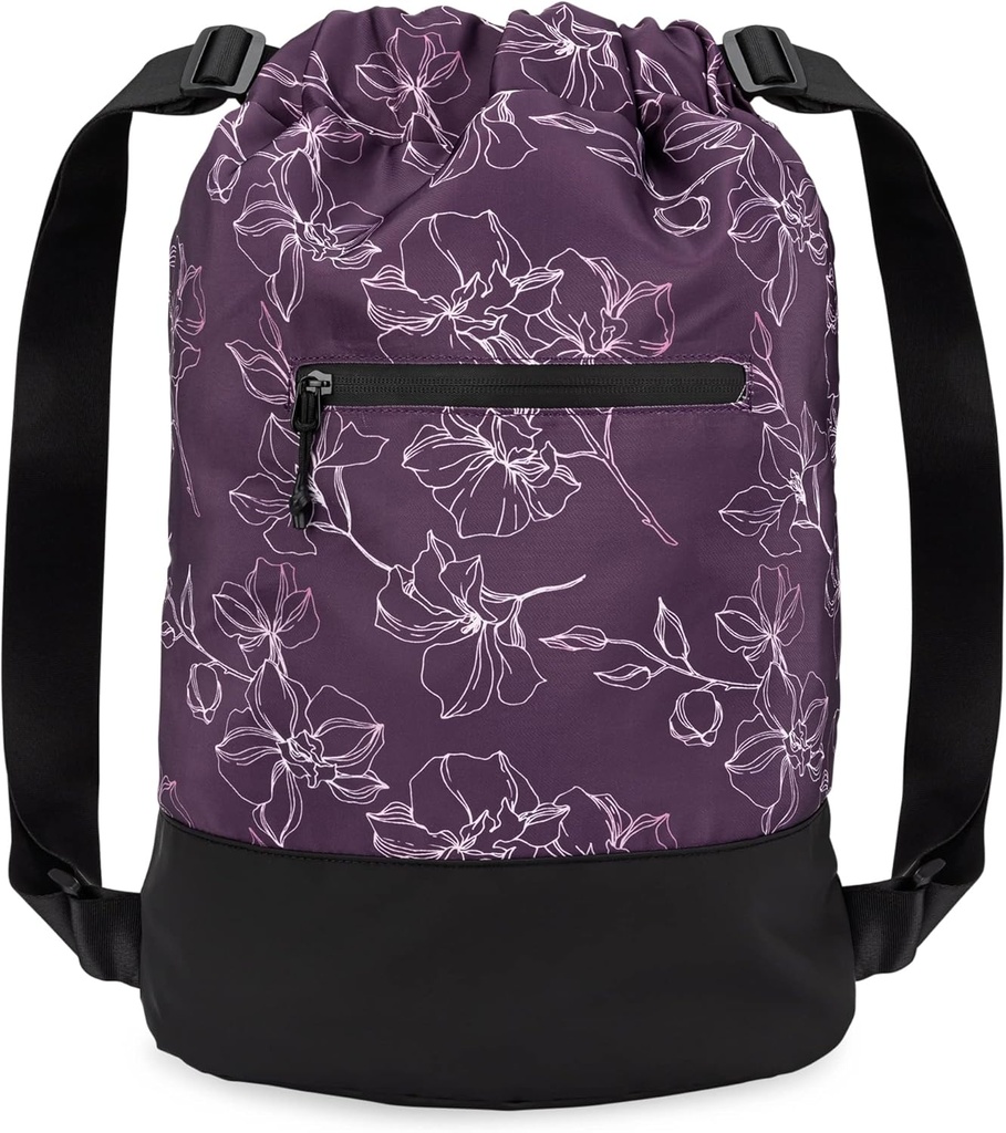GOMOYO Flex Cinch Drawstring Gym Bag para Mulheres - Flores 18" x 14" x 7" .