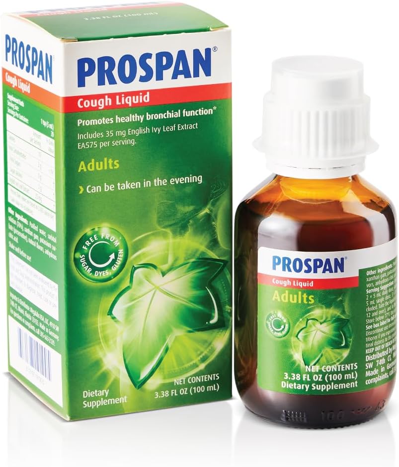 Prospano/Abrilar Tosse Xarope + Muco com Proprietário Inglês Ivy Leaf Extract EA575 para Adultos - Alivia Tosse, Aliviação de muco, Sem Açúcar Adicionado, Não Afogado, Livre de Álcool, Sem Droga - 100mL