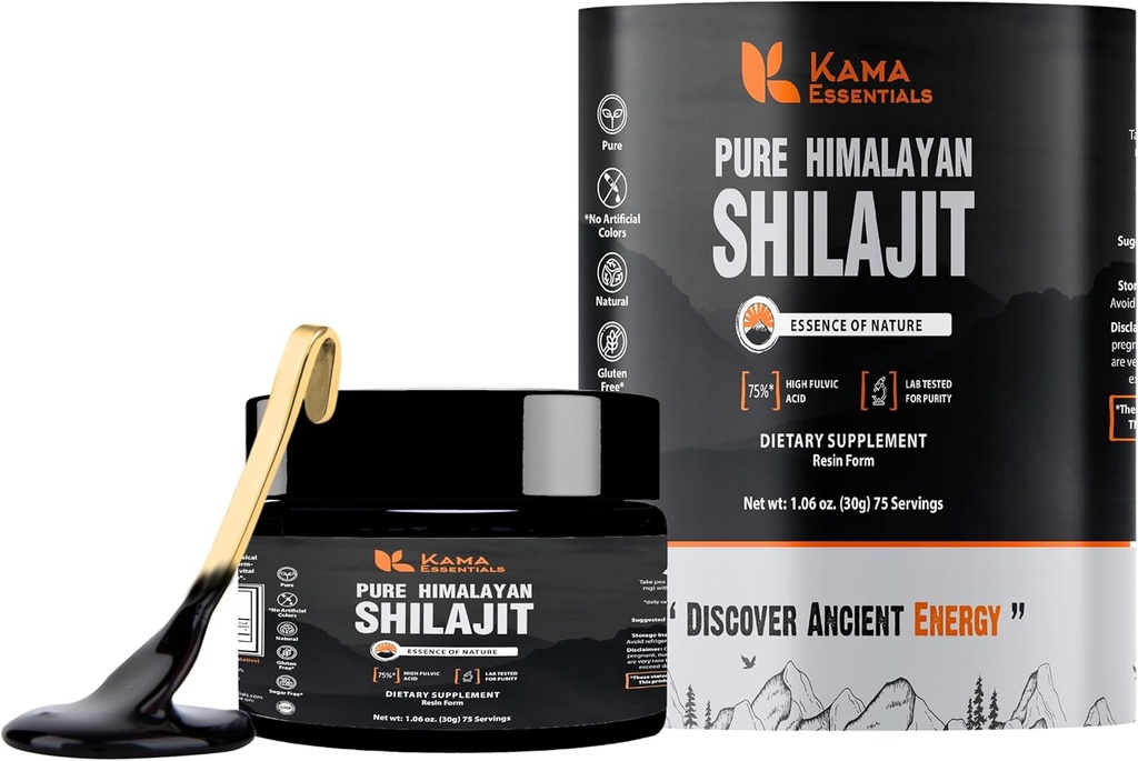 Himalayan Shilajit Resin – 75% Ácido Fulvico, 85+ Minerais – Gold Grade Suplemento Ayurvedic para Energia, Força e Bem-Estar – Teste de Laboratório – 30g Shilajit para homens e mulheres