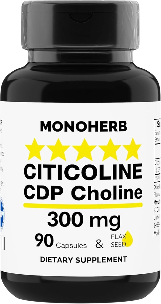 MONOHERB Citicolina CDP Choline 300 mg por cápsula - 90 Cápsulas Vegetarianas