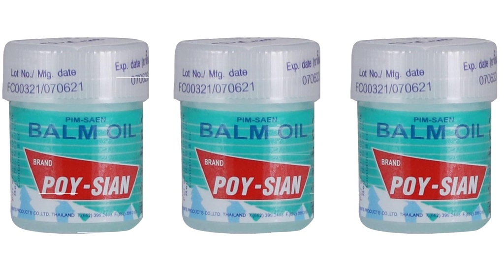 Poy-SIAN Thai Pim- Saen Algodão Nasal Inhaler 8 ml (Pacote de 3)