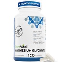 PlantVital Magnesium Glycinate 200mg 120 Cápsulas - Alta Absorção, Não-GMO, Vegan, Gluten-Free - Suporta o sono normal, função muscular e nervosa, Coração normal e saúde óssea, Ajuda Sentir-se calmo e relaxar