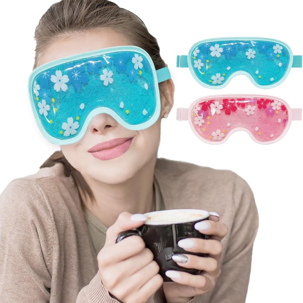 Gel de gel de máscara de gelo ZNÖCUETÖD 2 pacotes Reusable Cold Compress Ice Pack para círculos escuros e Puffiness, Enxaqueca, alívio de estresse