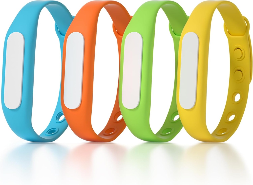 Pulseiras Repelentes Mosquito para crianças adultas, Individualmente envolto pulseira anti-inseto para interior ao ar livre, Proteção de Bug impermeável para Camping caminhadas de pesca (4 Pack)