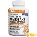 Wild Caught Omega 3 Fish Oil para Cães - 180 Cápsulas Softgel para Pele Saudável e Revestimento - Grandes Pílulas de óleo de peixe de cão 1000 mg para Pastagem, Pele Seca com Coceira e Hot Spots - Pet Omega Salmon Supplement