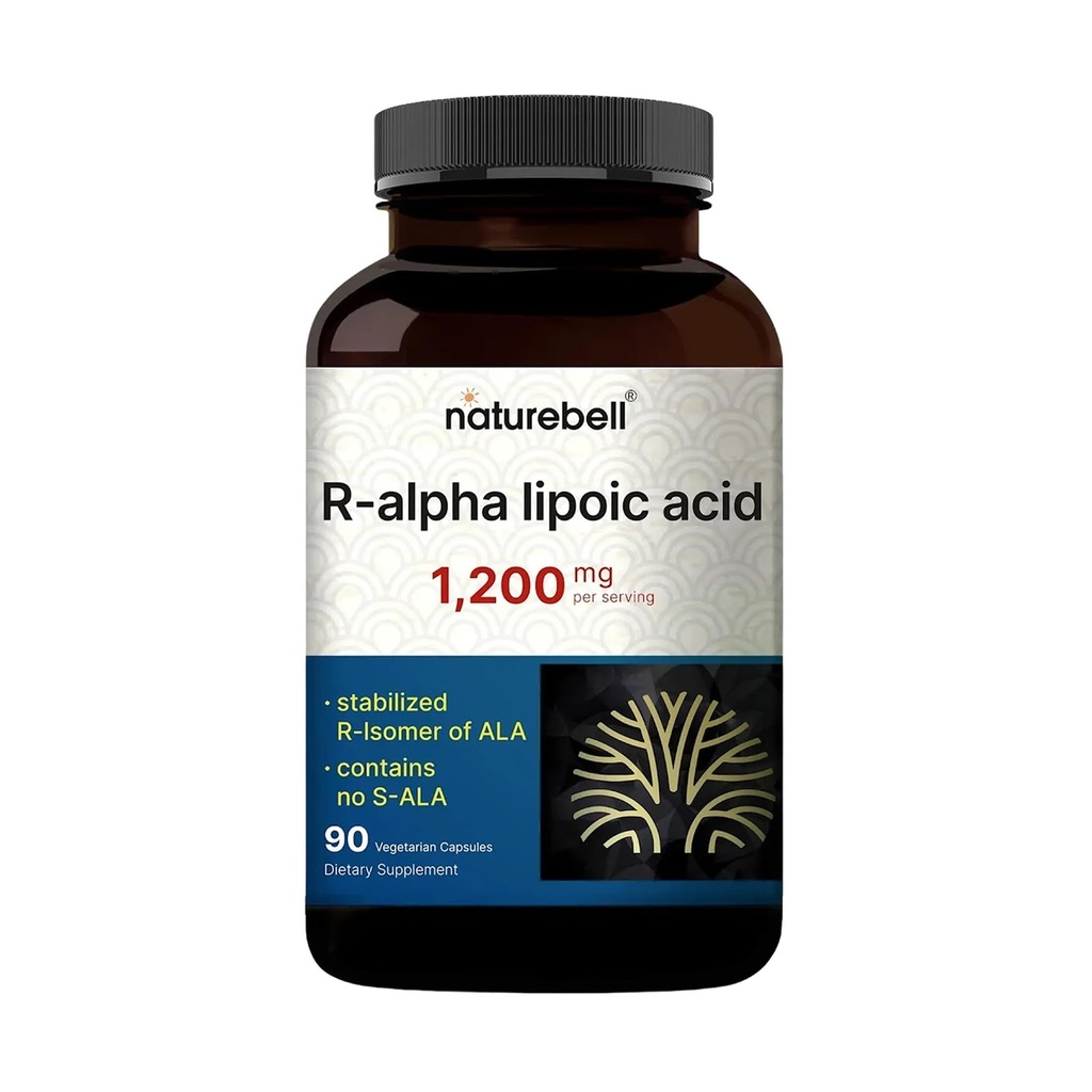 NatureBell R-Alpha Lipoic Acid, 1.200mg, 90 Cápsulas Veggie □ Pure Stabilized R-ALA Only