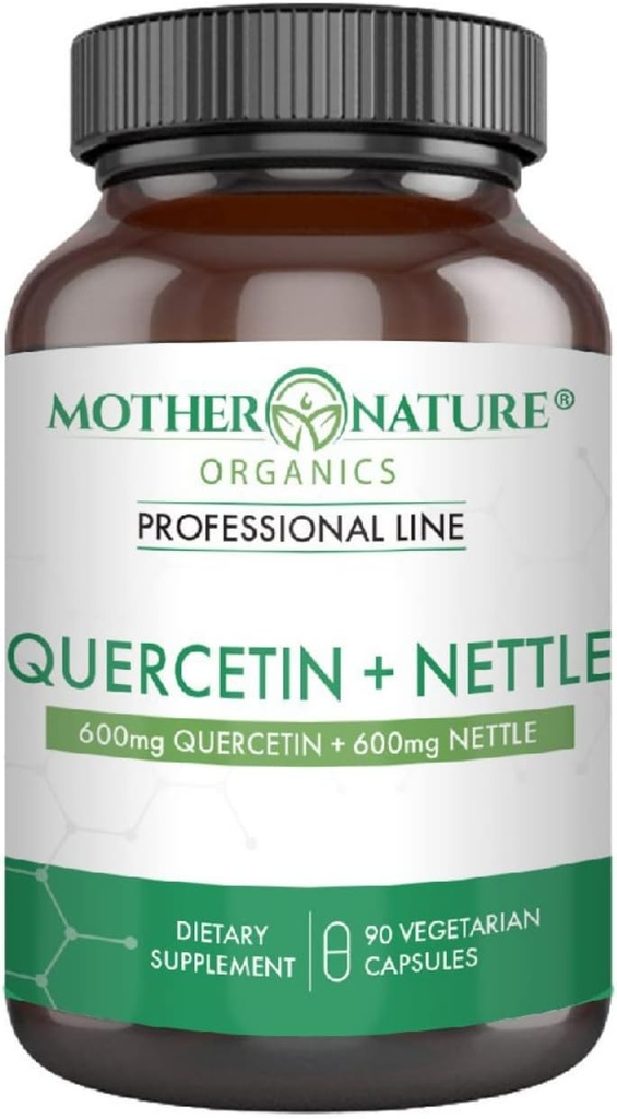 Quercetin 600mg & Nettle 600mg - Suplemento de Flavonóides Naturais para Irritantes Sazonais, Resposta Imune, Envelhecimento saudável e Longevidade - Não Drowsy, Não GMO, Vegan - (90 Cápsulas)