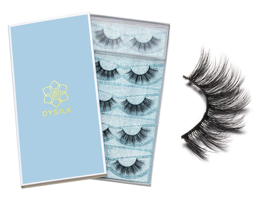 DYSILK chicotadas pestanas falsas - Eye Lashes Mink Lashes 5 pares 6D Lashes Pack Fluffy Lashes Fake Eye Lashes Natural Look Wispy Eyelashes Strip Lash Faux Falso Eyelashes Extensions Kit