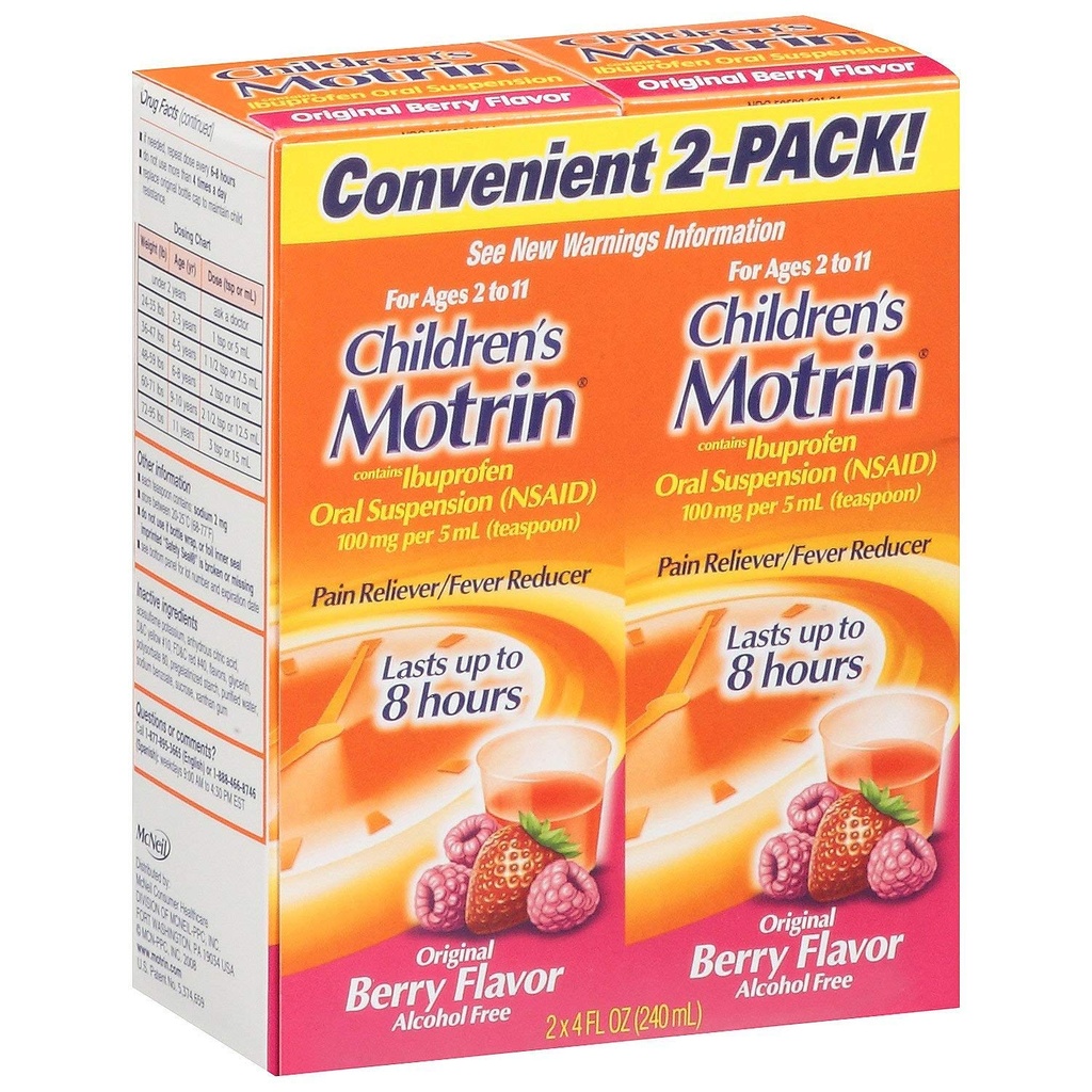 Motrin Criança Berry Liq Tamanho 4 Onça Fluída, Embalagem de 6