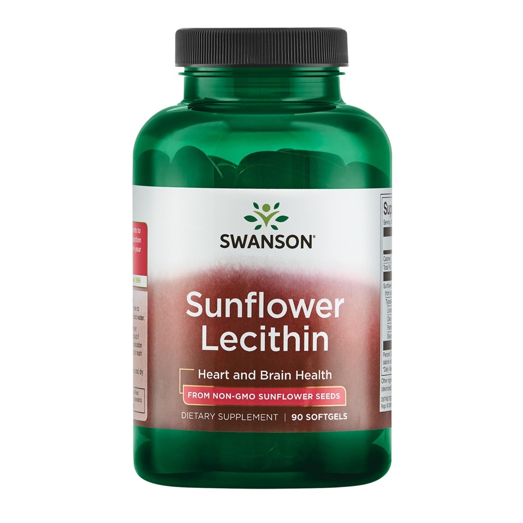 Swanson girassol Lecitina - Suplemento de ervas que promove a função saudável do cérebro - Fórmula natural que apoia a saúde do coração e saudável equilíbrio lipídico - (90 Softgels, 1200mg cada)