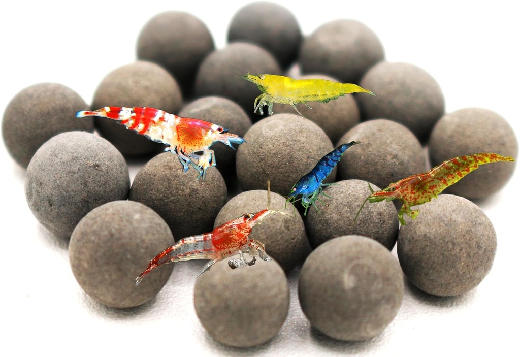 Impressionante Indústrias Betta & Camarão Tourmaline Mineral Balls Aquarium Water Conditioner Mais de 30 elementos melhora a qualidade da água, pH equilíbrio, saúde, cor e criação (20 pacote regular)