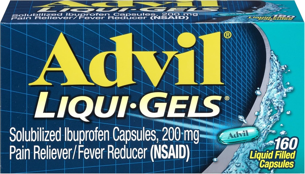Cápsulas Recheadas Líquidas Advil Liqui-Gels, 200 mg - 160 ct, Embalagem de 2