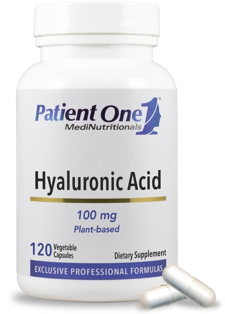 Paciente Um Ácido Hialurônico 100mg □ Suplemento para apoiar a pele hidratada, jovem e saúde conjunta* □ 120 Cápsulas