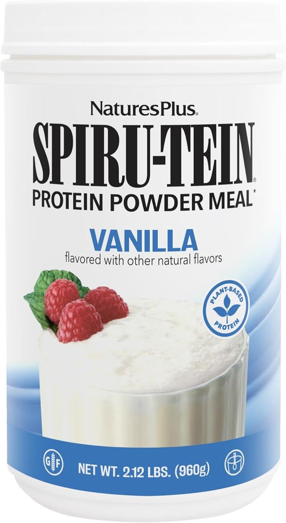 NaturesPlus SPIRU-TEIN, Baunilha - 2,12 lbs, Pacote de 3 - Proteína de espirulina em pó - Vitaminas e minerais para a energia - Vegetariano, sem glúten - 96 Total Servings