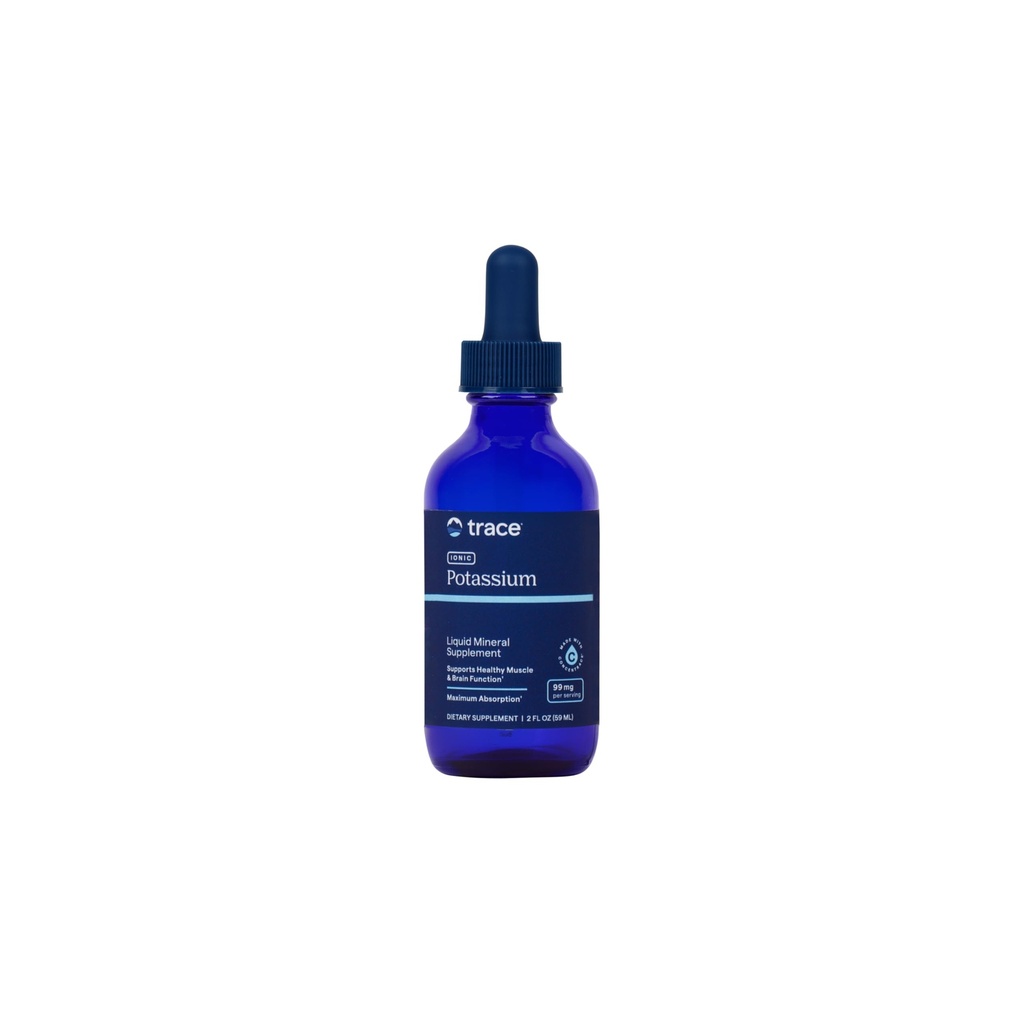 Trace Minerals Potássio iônico - Suplemento de potássio líquido para o cérebro saudável e função muscular - Suporte de nervos - Fácil absorção - Vegan - Não-GMO - Sem sabor - 2 fl oz (32 Servings)